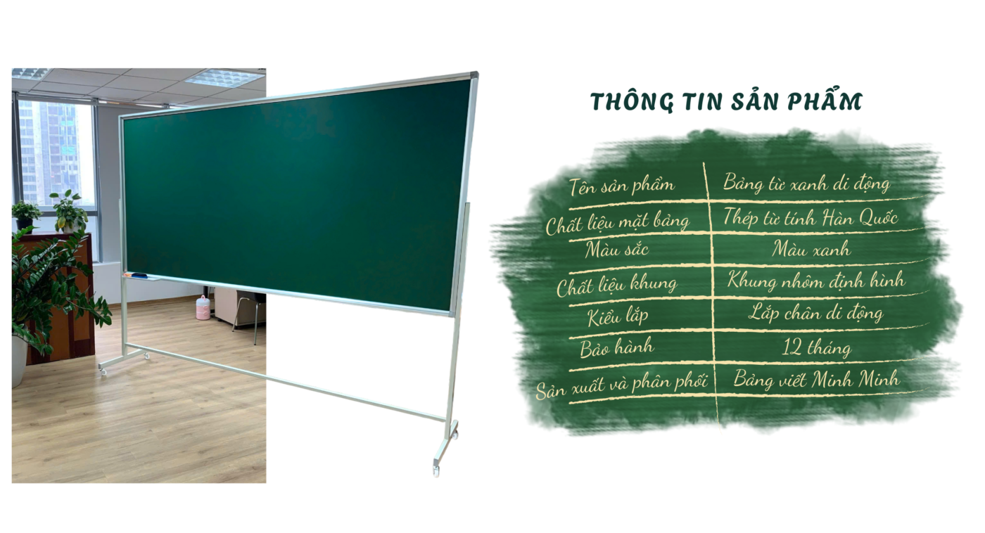 Thông tin bảng từ xanh viết phấn có chân di động