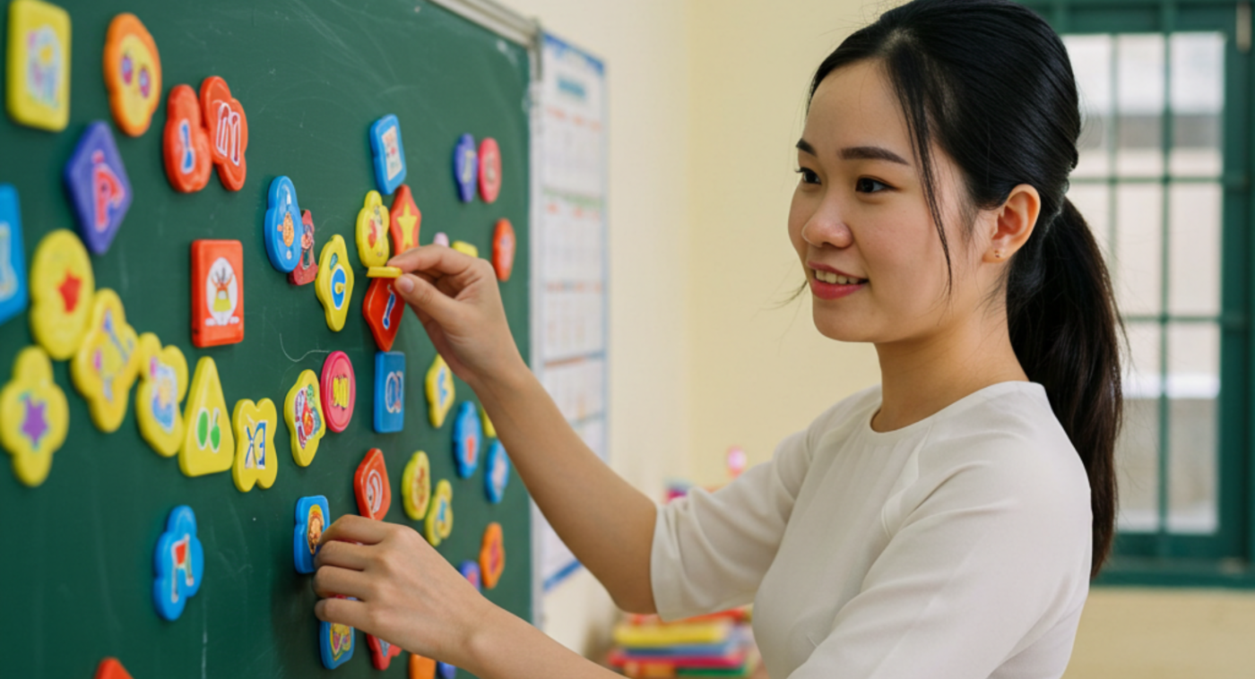 bảng từ xanh viết phấn treo tường hít nam châm mạnh mẽ