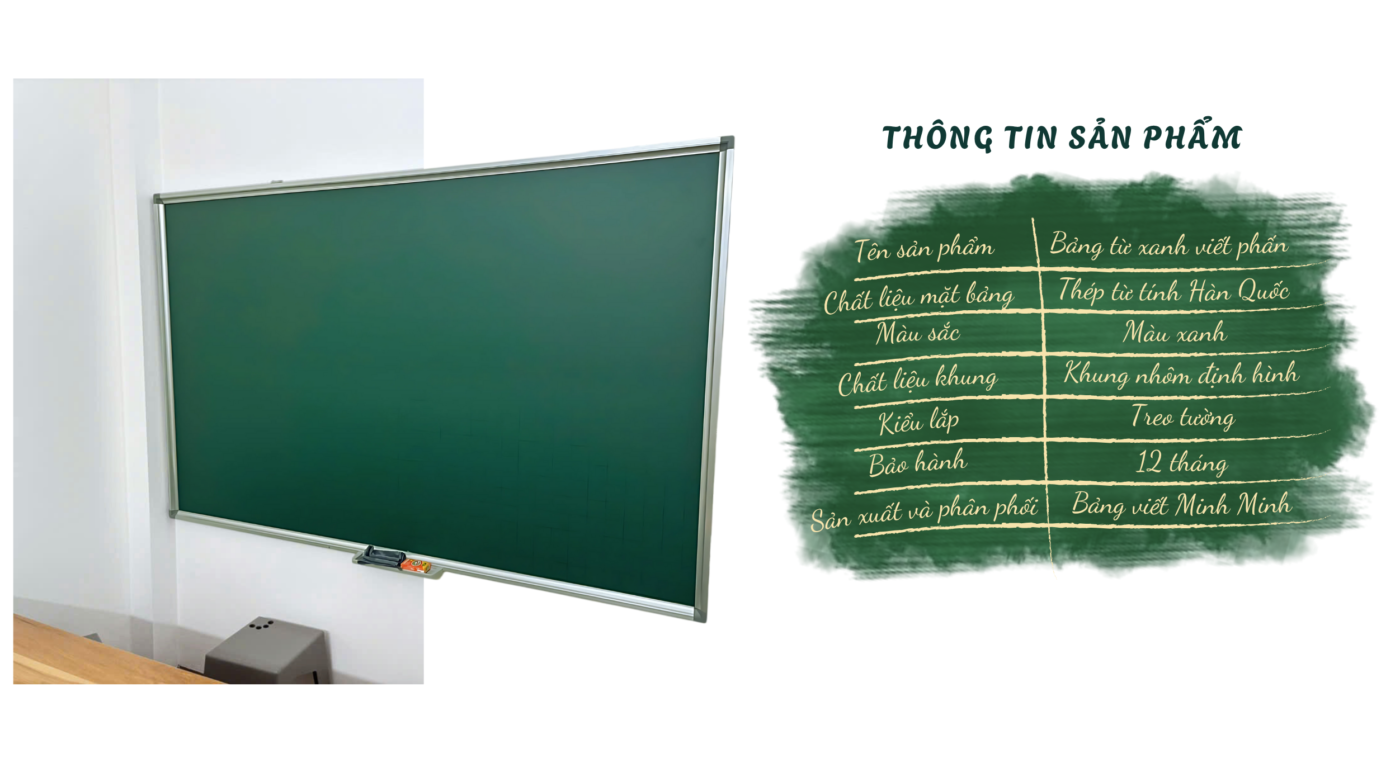 thông tin sản phẩm bảng từ xanh viết phấn treo tường