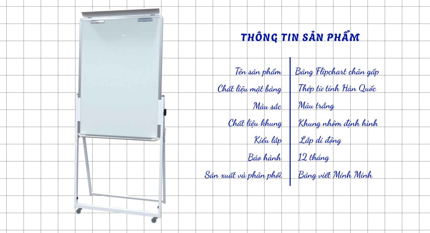 Bảng Flipchart chân gấp 12 Thông tin bảng flipchart chân gấp