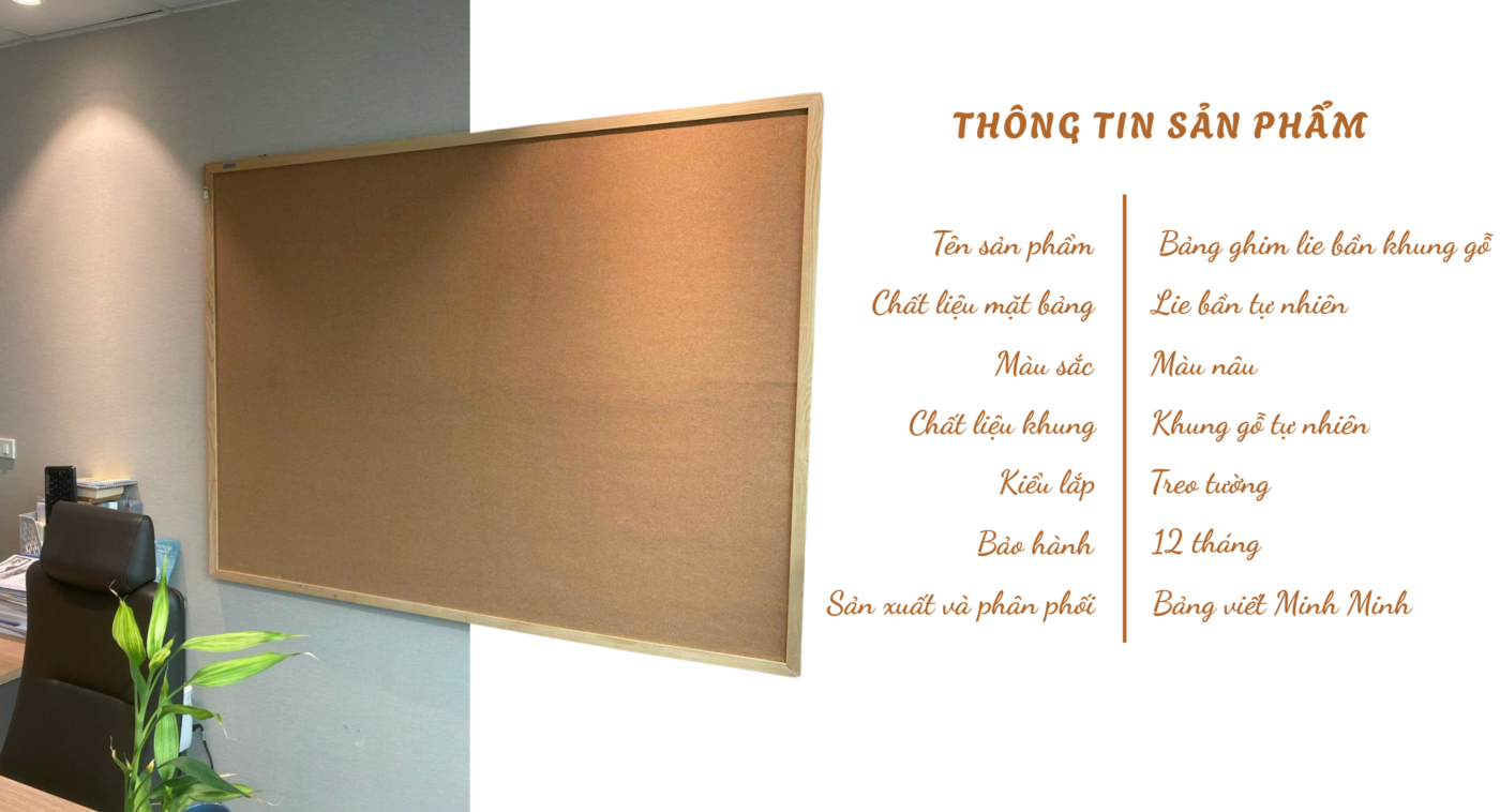 bảng ghim lie bần khung gỗ